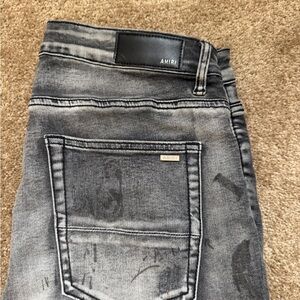AMIRI Men's Washed Gray Slim Straight Jeans